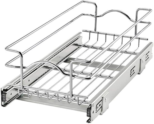 Rev-A-Shelf Kitchen Cabinet Pullout Shelf and Drawer Organizer Slide Out Pantry Storage Basket in Multiple Sizes, 8.5 x 18 In, 5WB1-0918CR-1