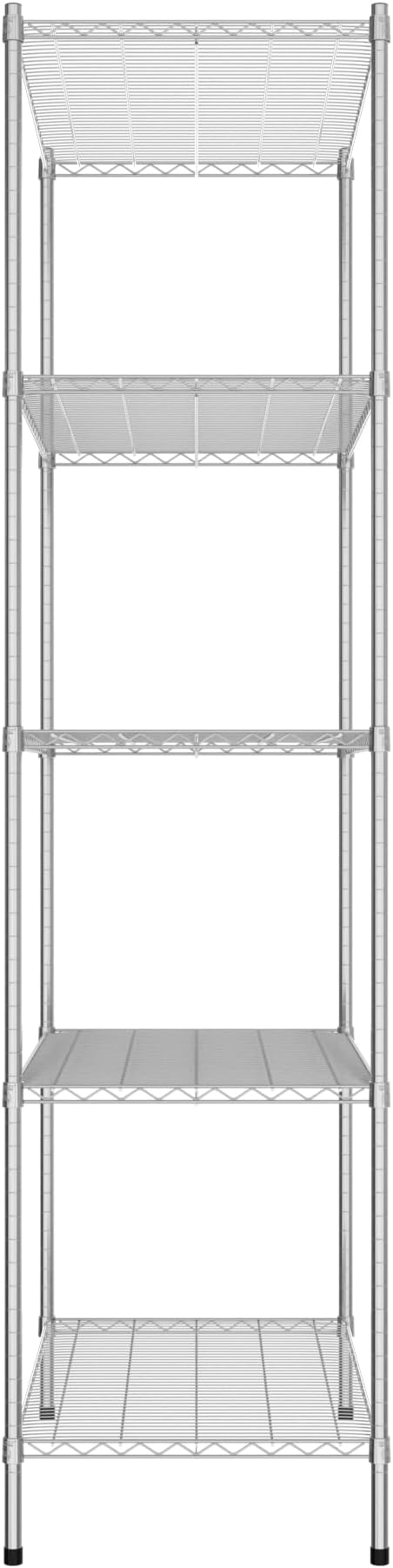 Commercial NSF Listed Chrome Stationary Wire Shelving Kit 24" x 42" x 96", with 5 Shelves Perfect for Warehouse, Walk-in Refrigerator, Freezer, Grocery Store, Restaurant, Dishroom
