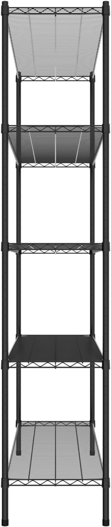 Commercial NSF Listed Black Epoxy Stationary Wire Shelving Kit 18" x 60" x 86", with 5 Shelves Perfect for Warehouse, Walk-in Refrigerator, Freezer, Grocery Store, Restaurant, Dishroom