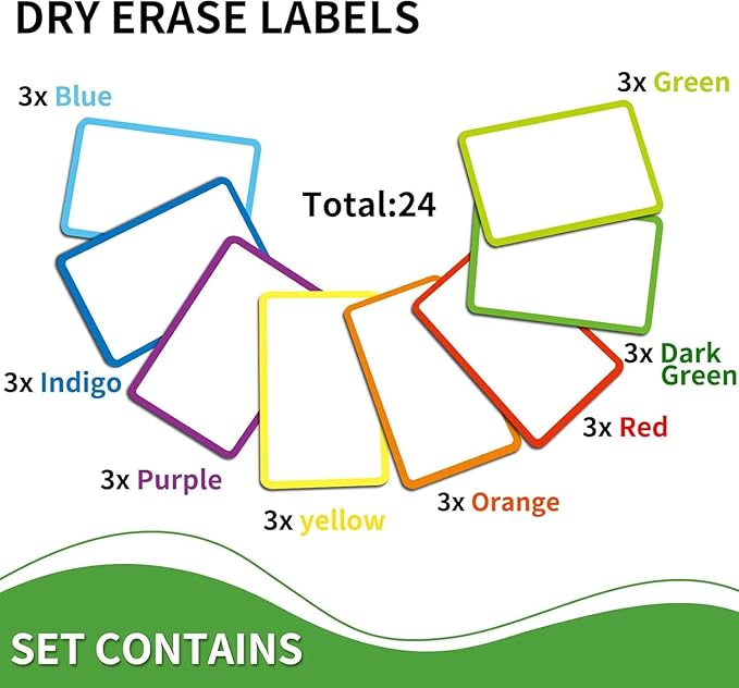 Reusable Sticky Notes Dry Erase Labels for Organizing, Storage Bin, Craft, Jars, Pantry Labels, Chalkboard Labels for Office School Home Gift Chioce, Removable (2x4 inches, 24PCS) (Multi-Color)