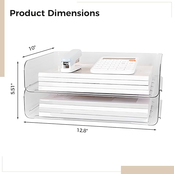 Varku Paper Tray Organizer Clear Acrylic Desk Organizers,2-Tier Desktop Organizer,Transparent Acrylic Office Supplies Holder,Ideal for Office or Home Use,Organize Files,Books,and Small Items