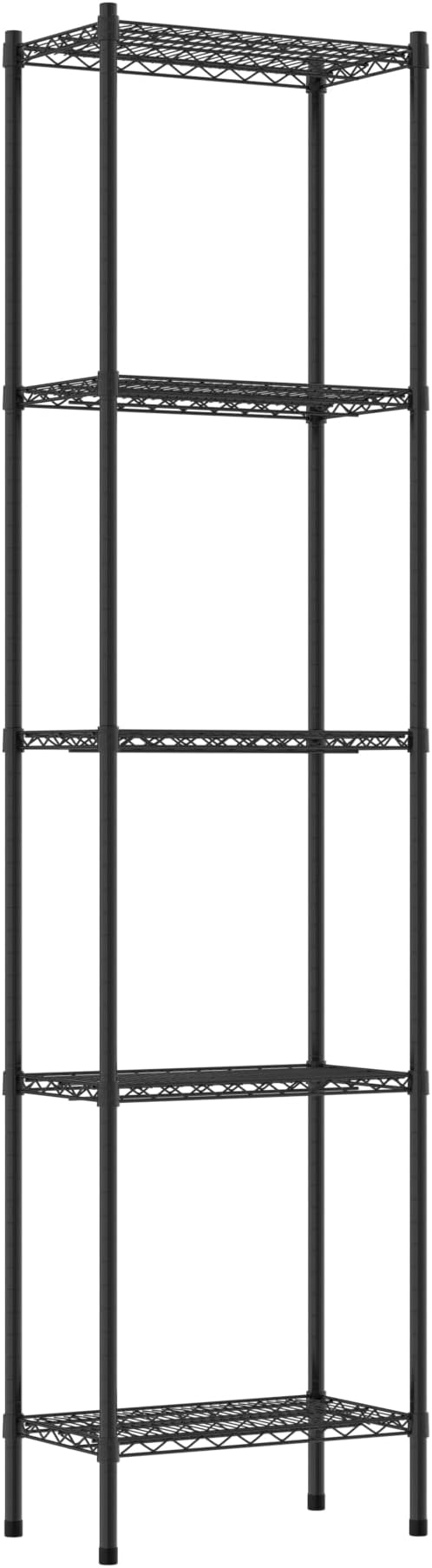 Commercial NSF Listed Black Epoxy Stationary Wire Shelving Kit 14" x 24" x 96", with 5 Shelves Perfect for Warehouse, Walk-in Refrigerator, Freezer, Grocery Store, Restaurant, Dishroom