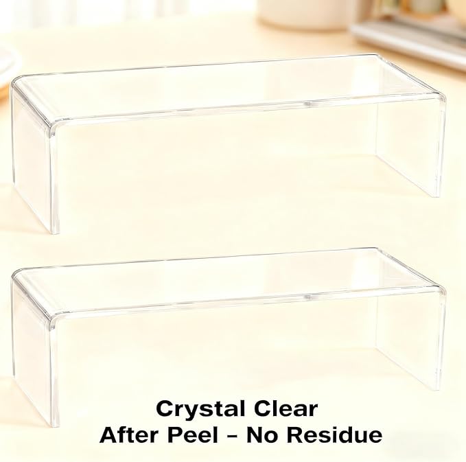 2-Pack Acrylic Medicine Cabinet Organizer, Clear Bathroom Shelves with 2 Non-Slip Pads for Vanity & RV Storage (2 x 11.4x3x5.1in)