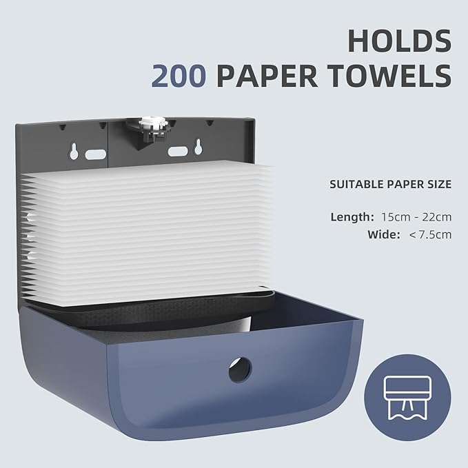 Commercial Paper Towel Dispenser Wall Mount Paper Towel Holder Large Capacity C Fold Hand Towel Dispenser Bathroom Tissue Dispenser (Blue)