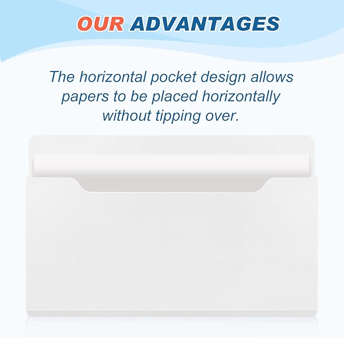 Fuutreo 6 Pcs Magnetic Wall File Organizer Magnetic Wall File Holder Refrigerator Magazine Holder for Mail Letters Paper(White,12.6x9.5, 9x7, 6.6x4.8 Inch)