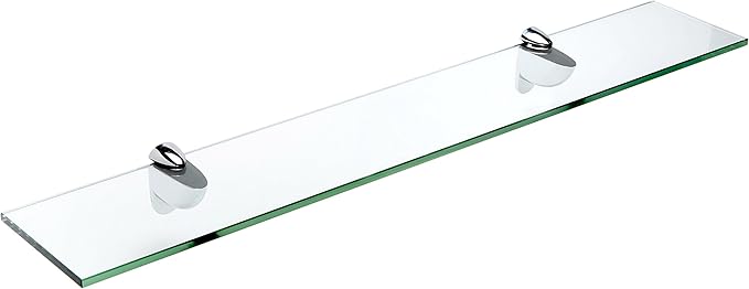 Spancraft Glass H-4.75x12-Chrome Heron Glass Shelf, Chrome, 4.75" x 12"