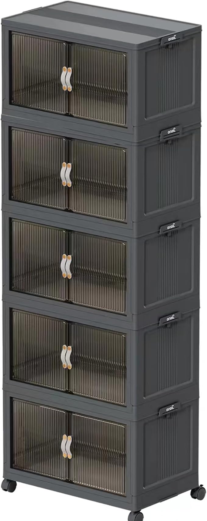 ONAIL 5 Tier Plastic Storage Bins and Boxes Organizer - 656Qt Collapsible Stackable with Lids, Extra Large Closet Organizer for Bedroom, Living Room, Office Organization - Foldable Cabinet Containers