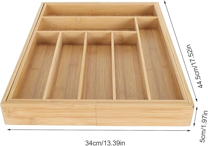 Kitchen Silverware Organizer Expandable for Cutlery and Utensils, Adjustable Wood Utensil Storage Cutlery Tray for Drawers, Kitchen Drawer Organizer Utensil Holder Makeup Organizer with(9 Slots)