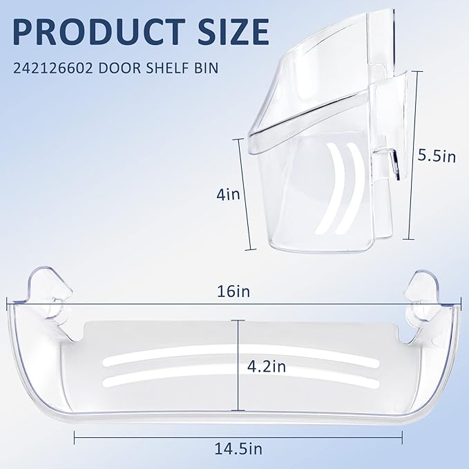 242126602 Frigidaire Door Shelf Replacement Compatible for Frigi-daire Cro-sley White-Westing-house Fridge Door Shelf Lower Side(2 Pack)-by MIFLUS,FFSS2625TS0 LFSS2612TF0 with Additional Egg Tray