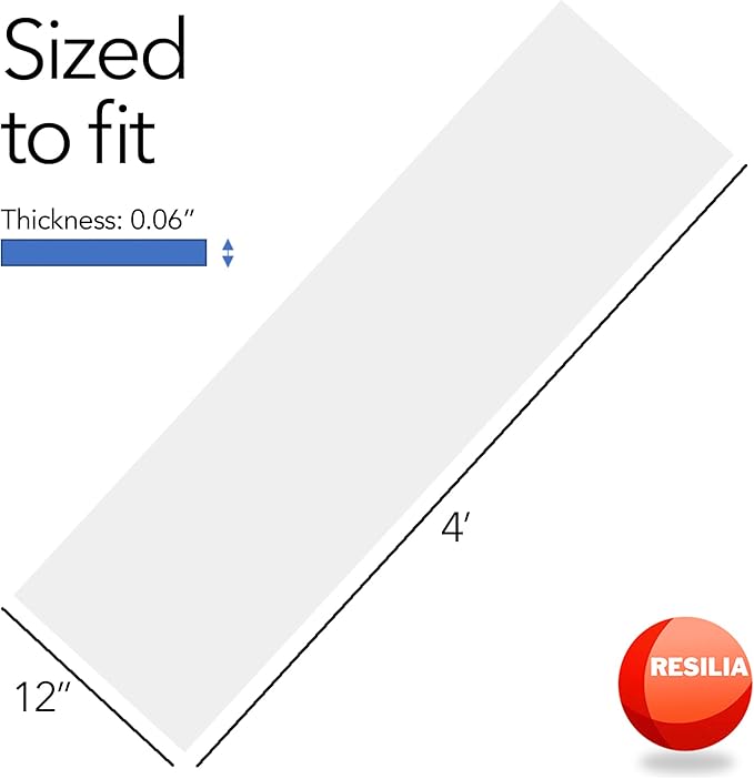 RESILIA Closet Shelf Liner for Wire Shelving – Pack of 4, 12" Wide x 4' Long Heavy Duty Waterproof Liners, Clear PVC Covers for Kitchen Pantry, Bathroom Closet, & Cabinet Storage, Made in The USA