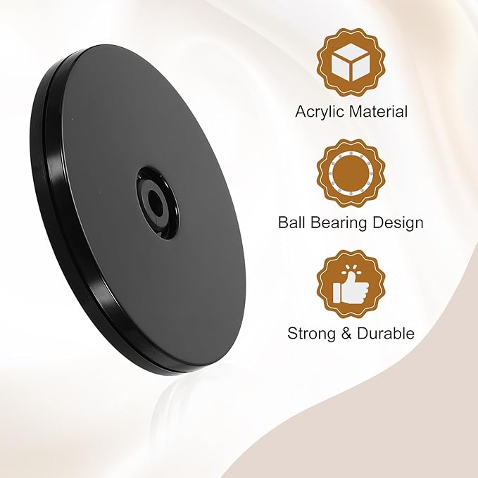 uxcell 1Pack Acrylic Lazy Susan Turntable, 4" Spinner Lazy Susan Turntable Organizer, Acrylic Ball Bearing Rotating Tray for Pantry Spice Rack Decorating, Black