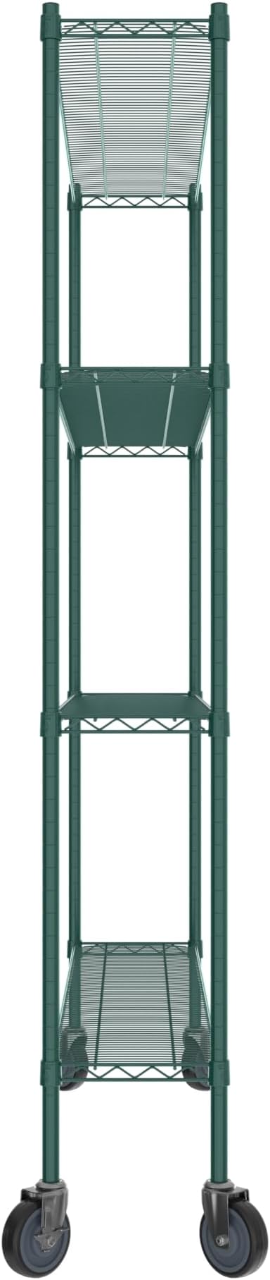 Commercial NSF Listed Green Epoxy Mobile Wire Shelving Kit 12" x 60" x 80", with 4 Shelves Perfect for Warehouse, Walk-in Refrigerator, Freezer, Grocery Store, Restaurant, Dishroom