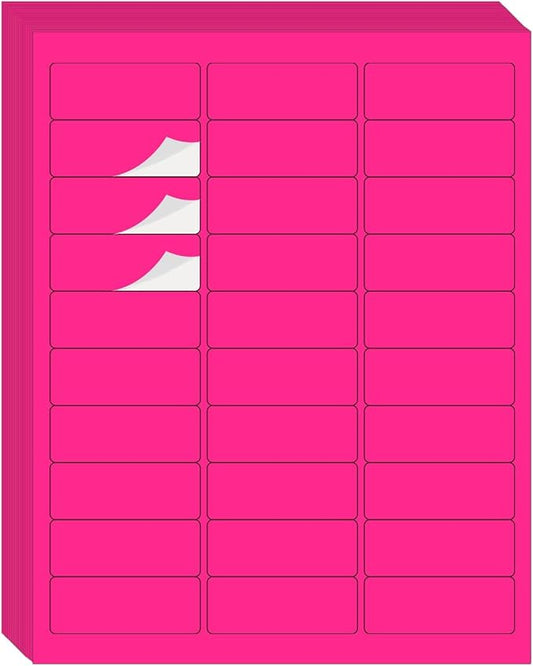 Yegawen 1" x 2-5/8" Address Labels 600 Labels Sticker Paper for Laser/Inkjet Printer mailing Labels 8.5"×11" Fluorescent Pink 30 per Sheet