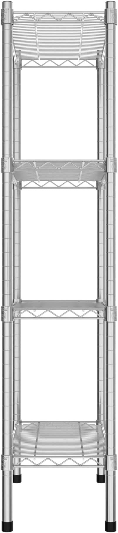 Commercial NSF Listed Chrome Stationary Wire Shelving Kit 12" x 24" x 54", with 4 Shelves Perfect for Warehouse, Walk-in Refrigerator, Freezer, Grocery Store, Restaurant, Dishroom