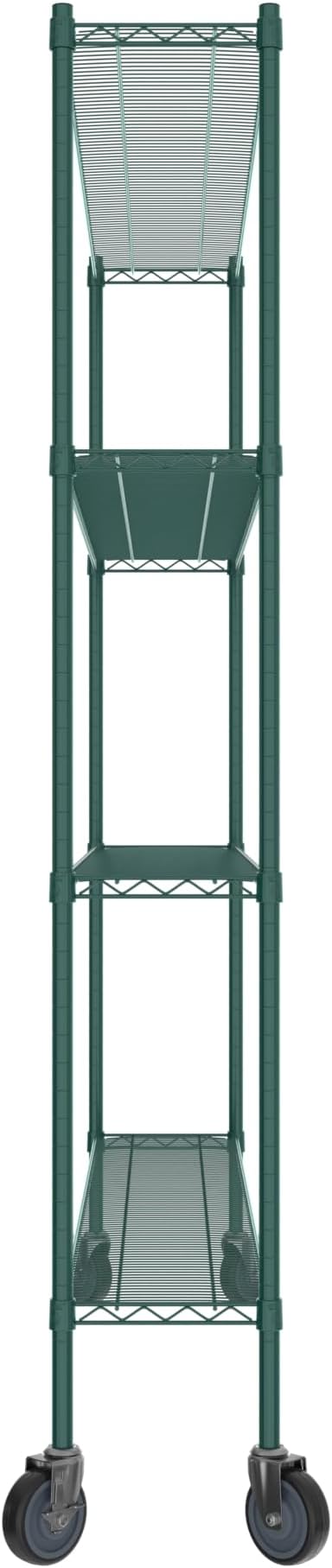 Commercial NSF Listed Green Epoxy Mobile Wire Shelving Kit 12" x 72" x 80", with 4 Shelves Perfect for Warehouse, Walk-in Refrigerator, Freezer, Grocery Store, Restaurant, Dishroom