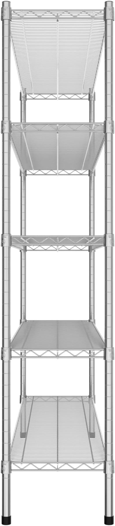 Commercial NSF Listed Chrome Stationary Wire Shelving Kit 14" x 60" x 64", with 5 Shelves Perfect for Warehouse, Walk-in Refrigerator, Freezer, Grocery Store, Restaurant, Dishroom