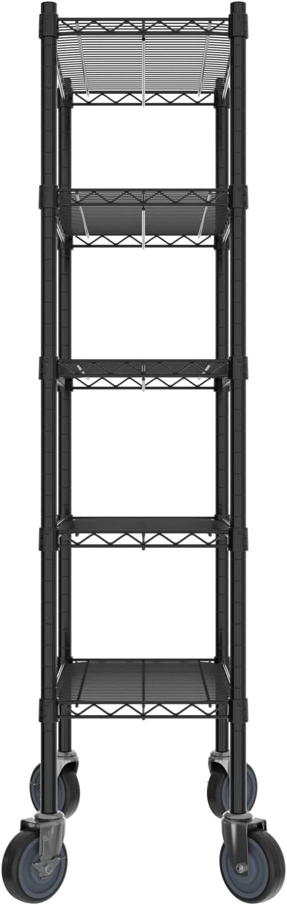 Commercial NSF Listed Black Epoxy Mobile Wire Shelving Kit 14" x 24" x 60", with 5 Shelves Perfect for Warehouse, Walk-in Refrigerator, Freezer, Grocery Store, Restaurant, Dishroom