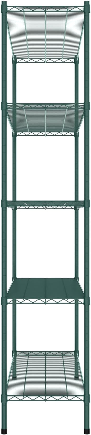 Commercial NSF Listed Green Epoxy Stationary Wire Shelving Kit 18" x 54" x 86", with 5 Shelves Perfect for Warehouse, Walk-in Refrigerator, Freezer, Grocery Store, Restaurant, Dishroom