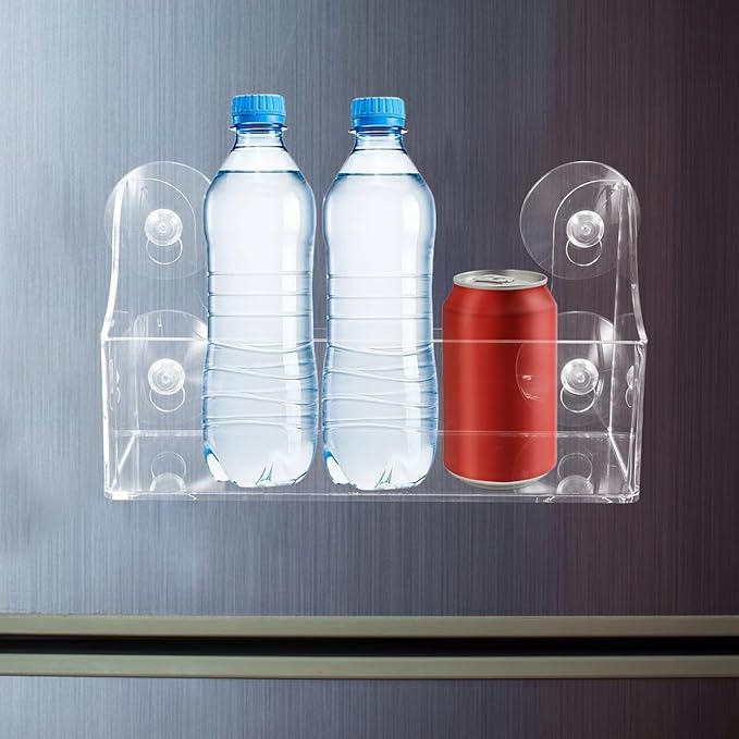 2-Pack Acrylic Suction Cup Refrigerator Shelf Adjustable Suction Rack for Fridge Smooth Surface Kitchen Storage Organizer 8.5X5.5X4.3 Inch