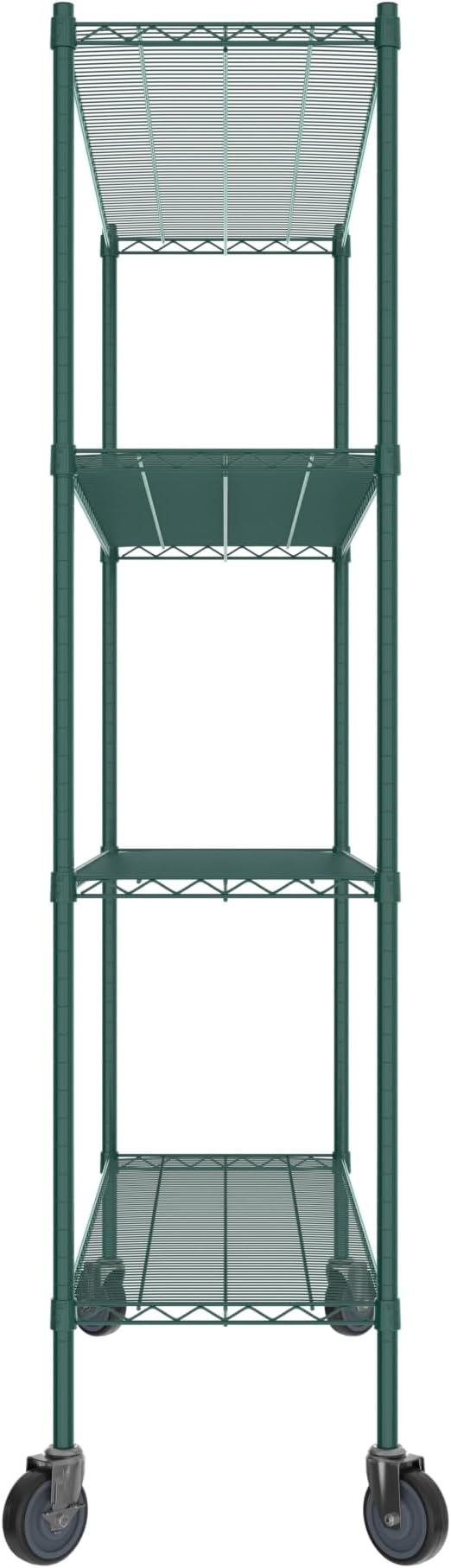 Commercial NSF Listed Green Epoxy Mobile Wire Shelving Kit 18" x 60" x 80", with 4 Shelves Perfect for Warehouse, Walk-in Refrigerator, Freezer, Grocery Store, Restaurant, Dishroom