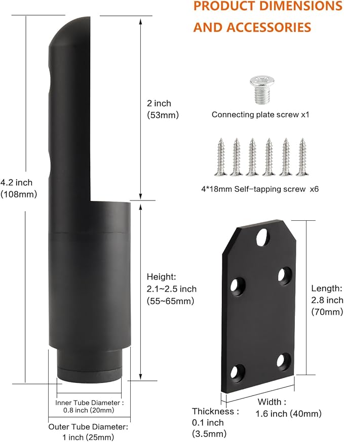 Legs for Furniture Set of 4 Adjustable Metal Cabinet Feet Black 2.1-2.5 Inch End Table Legs Night Stand Legs Dresser Feet Support Foot L Shape