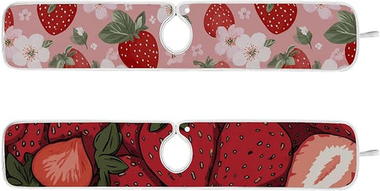 2 PCS Kitchen Sink Splash Guard 30 Inch Faucet Mat for Kitchen Sink Bathroom Sink Faucet Absorbing Drip Drain Mat Pad Microfiber Soft Washable Pink and Red Strawberry Flowers