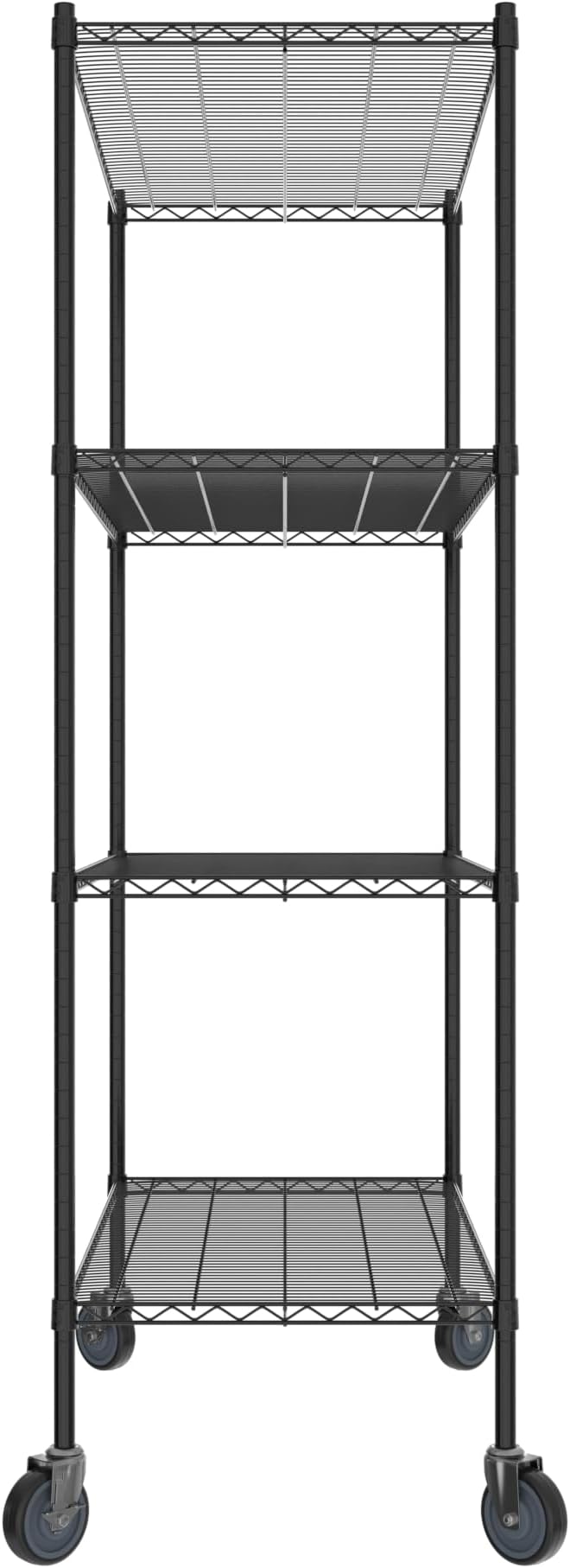 Commercial NSF Listed Black Epoxy Mobile Wire Shelving Kit 24" x 48" x 80", with 4 Shelves Perfect for Warehouse, Walk-in Refrigerator, Freezer, Grocery Store, Restaurant, Dishroom