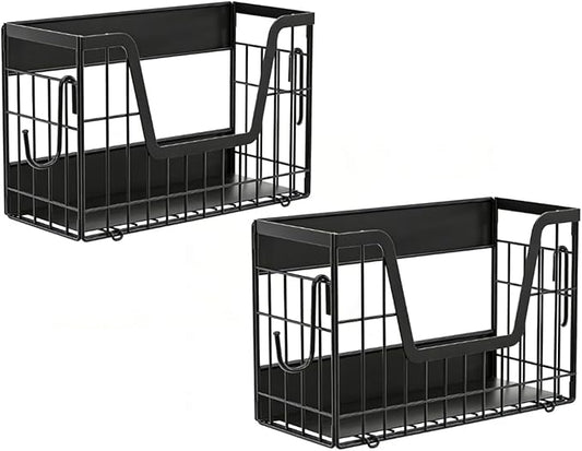TOPINCN Magnetic Shelf for Fridge, 2 Set Fruit Potato Onion Storage Bins with Dual Reinforced Magnets 30lb Weight Limit, for Refrigerator Kitchen Counter Cabinet Organizer (Black)