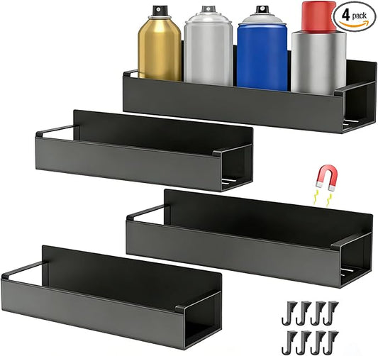 4 Pcs Magnetic Spray Can Holder, Magnet Toolbox Holder, Aerosol Spray Can Holder, Mechanic Paint Can Organizer, Tool Box Storage Rack for Garage Home Workspace