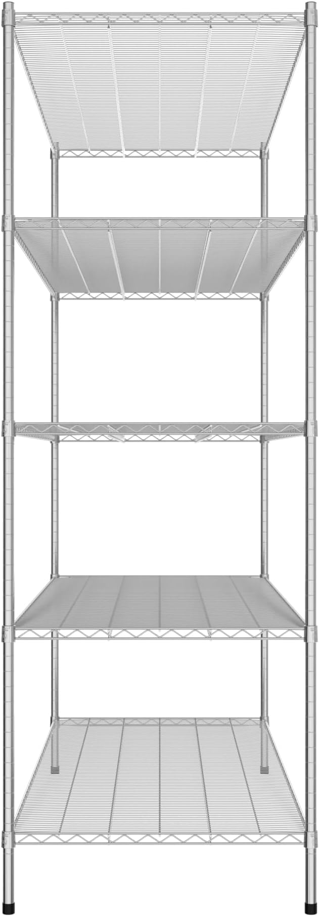 Commercial NSF Listed Chrome Stationary Wire Shelving Kit 30" x 72" x 86", with 5 Shelves Perfect for Warehouse, Walk-in Refrigerator, Freezer, Grocery Store, Restaurant, Dishroom