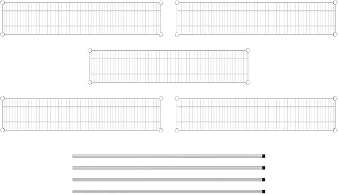Commercial NSF Listed Chrome Stationary Wire Shelving Kit 12" x 54" x 64", with 5 Shelves Perfect for Warehouse, Walk-in Refrigerator, Freezer, Grocery Store, Restaurant, Dishroom