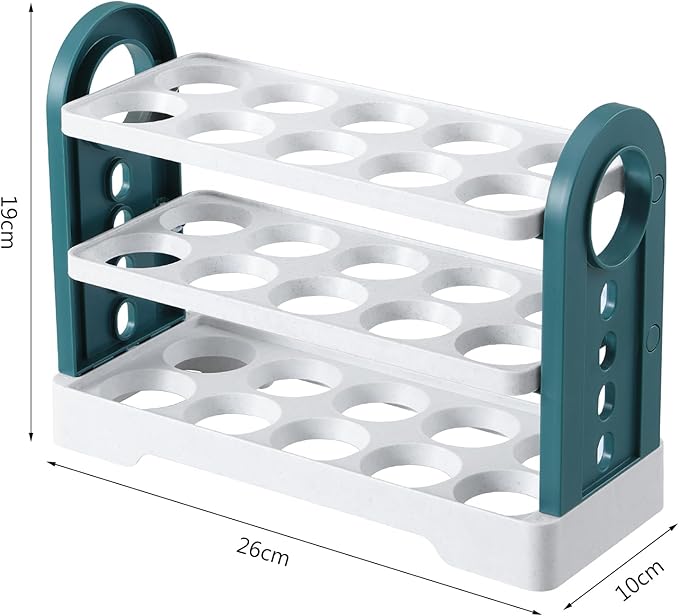 Flippable Egg Holder For Refrigerator Can store 30 eggs, 3 Layer Egg Storage Container For Refrigerator Side Door, Large Capacity Egg Container, Egg Organizer, Egg Storage 30 Count (white)