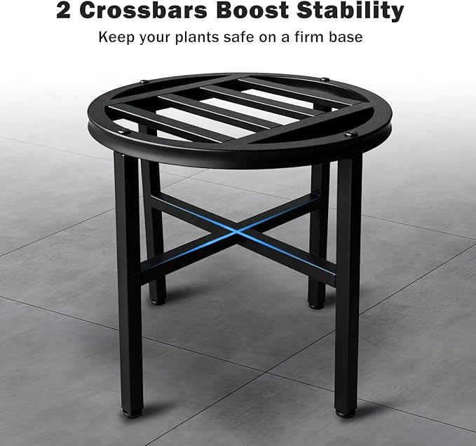 Plant Stand Indoor Outdoor,13 Inch Tall Metal Plant Stands Riser,Heavy Duty Wrought Iron Pedestal Holders for Large Flower Pot,Outside Rust-Proof Black Flower Display Shelf for Patio,2-Pack