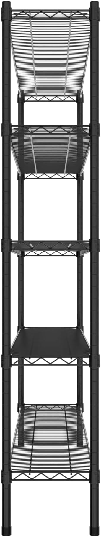 Commercial NSF Listed Black Epoxy Stationary Wire Shelving Kit 12" x 60" x 64", with 5 Shelves Perfect for Warehouse, Walk-in Refrigerator, Freezer, Grocery Store, Restaurant, Dishroom