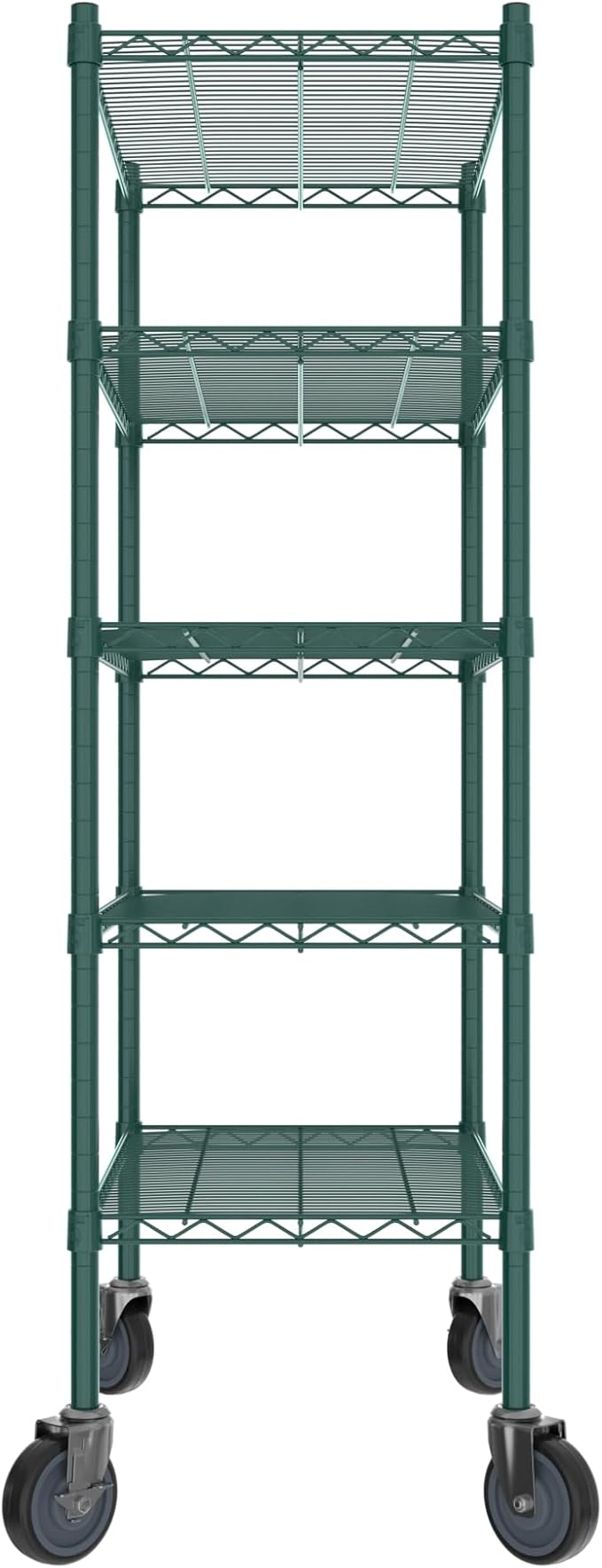 Commercial NSF Listed Green Epoxy Mobile Wire Shelving Kit 18" x 30" x 60", with 5 Shelves Perfect for Warehouse, Walk-in Refrigerator, Freezer, Grocery Store, Restaurant, Dishroom