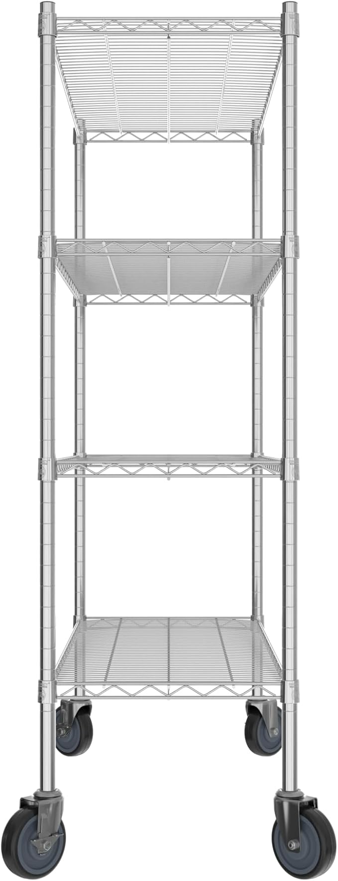 Commercial NSF Listed Chrome Mobile Wire Shelving Kit 18" x 42" x 60", with 4 Shelves Perfect for Warehouse, Walk-in Refrigerator, Freezer, Grocery Store, Restaurant, Dishroom
