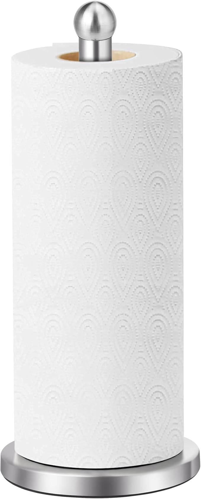 Paper Towel Holder Countertop, Paper Towel Holder with Solid Weighted Base, for Standard and Large Size Rolls (Silver)