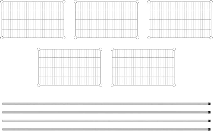 Commercial NSF Listed Chrome Stationary Wire Shelving Kit 18" x 30" x 96", with 5 Shelves Perfect for Warehouse, Walk-in Refrigerator, Freezer, Grocery Store, Restaurant, Dishroom