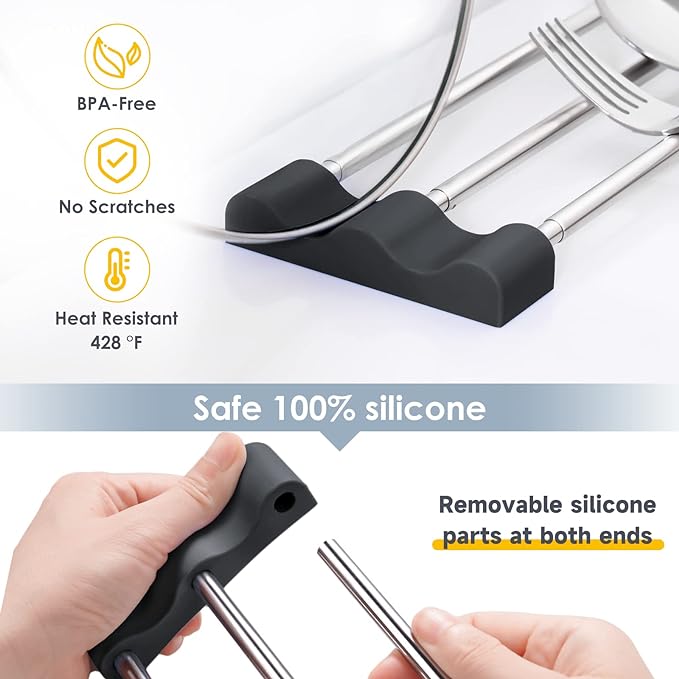 Tomorotec Adjustable Over-The-Sink Kitchen Rack for Dishcloths, Sponges, Bottles and Brushes - Heat-Resistant Stainless Steel with Slim, Expandable Design and Multifunctional Silicone Holder