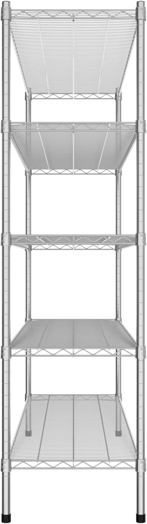 Commercial NSF Listed Chrome Stationary Wire Shelving Kit 18" x 60" x 64", with 5 Shelves Perfect for Warehouse, Walk-in Refrigerator, Freezer, Grocery Store, Restaurant, Dishroom