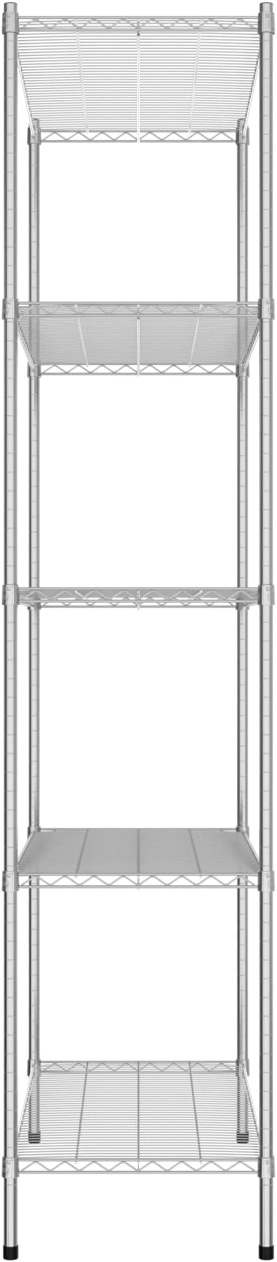 Commercial NSF Listed Chrome Stationary Wire Shelving Kit 21" x 42" x 96", with 5 Shelves Perfect for Warehouse, Walk-in Refrigerator, Freezer, Grocery Store, Restaurant, Dishroom