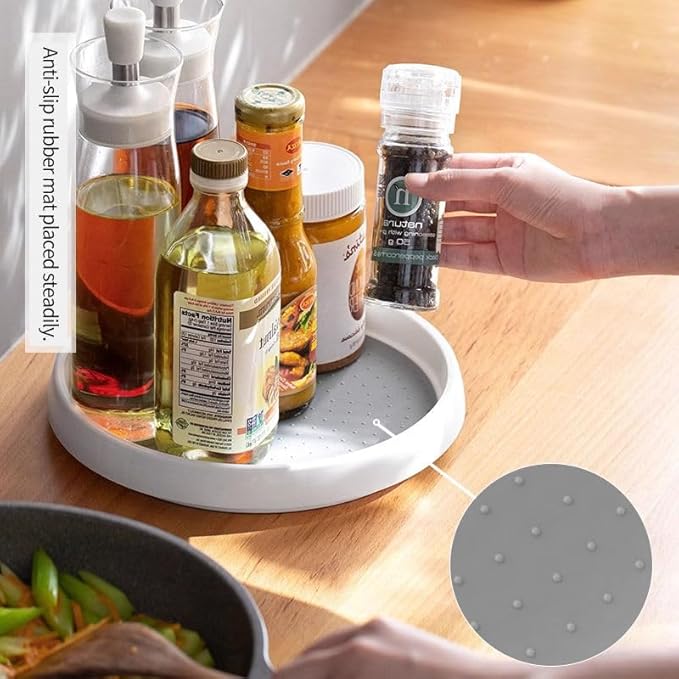 4 Pack Lazy Susan Organizer Turntable 10 Inch – 360° Rotating Non-Skid Spice Rack for Kitchen Cabinet, Pantry, Refrigerator, Countertop, Bathroom, Makeup & Medicine Storage