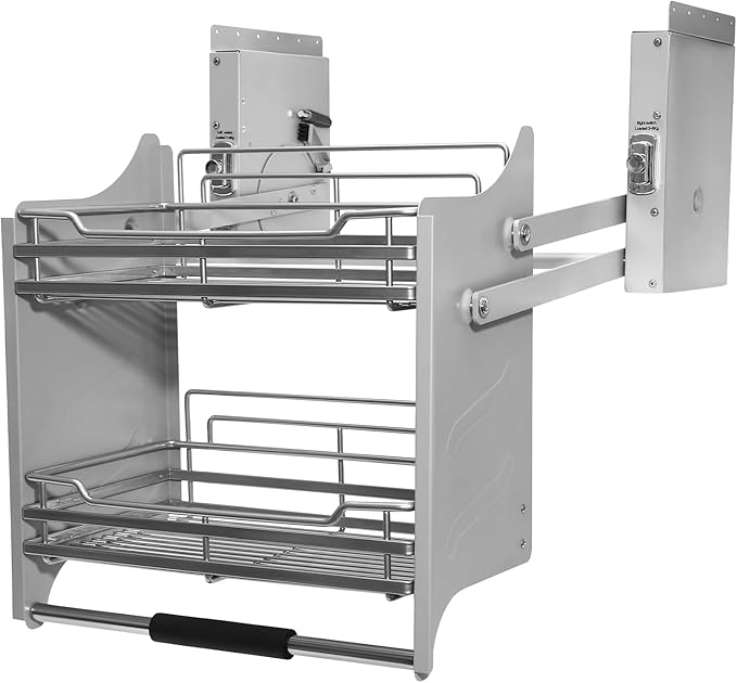 Blind Corner Cabinet Pull Out,2 Tier Kitchen Corner Cabinet Pull-Down,Pull-Down Dish Rack with 4-Speed Adjustable Rebound Force,Pull-Out Home Organizers