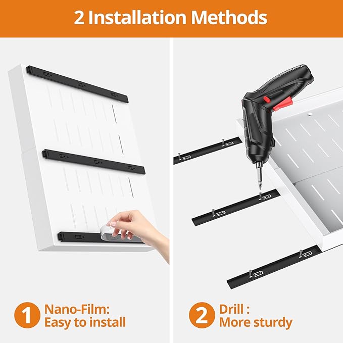 2 Pack Expandable Pull Out Cabinet Organizer, 21"Deep Slide Out Drawer with Nano Adhesive, Upgrade 3 Slide Rails Roll Out Shelf for Kitchen, Pantry or Bathroom, Adjustable Width 12.4"-20.2"
