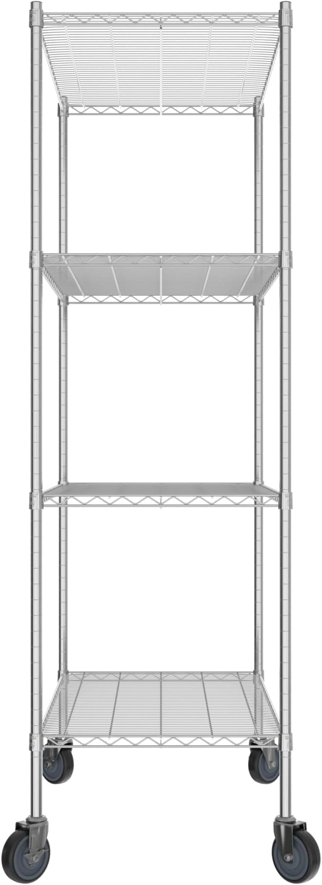 Commercial NSF Listed Chrome Mobile Wire Shelving Kit 24" x 42" x 80", with 4 Shelves Perfect for Warehouse, Walk-in Refrigerator, Freezer, Grocery Store, Restaurant, Dishroom