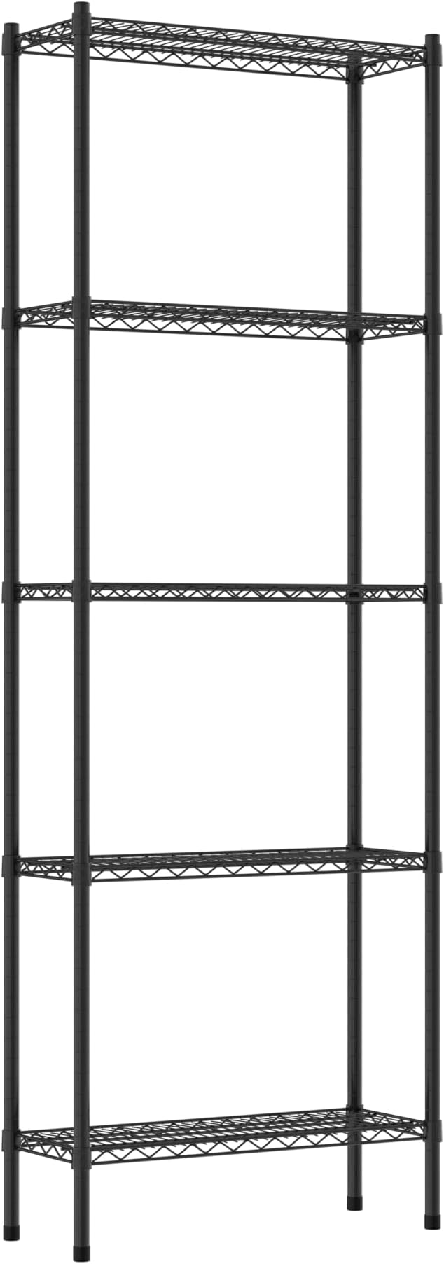 Commercial NSF Listed Black Epoxy Stationary Wire Shelving Kit 12" x 30" x 86", with 5 Shelves Perfect for Warehouse, Walk-in Refrigerator, Freezer, Grocery Store, Restaurant, Dishroom