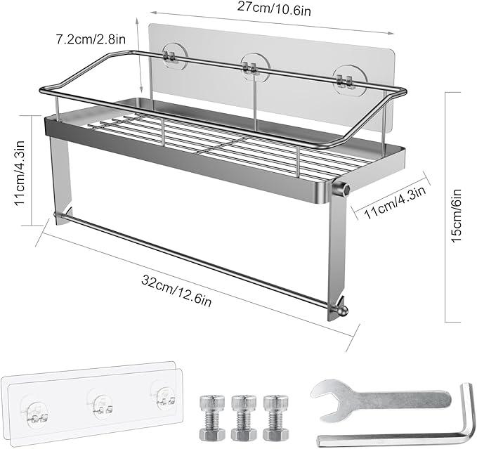 Stainless Steel 2 in 1 Paper Towel Rack Basket with Shelf - Spice Rack & Self Adhesive Paper Towel Holder