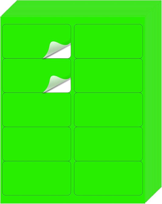 YEGAWEN Shipping Labels Stickers, 2"×4" Printable Mailing Label for Laser/Inkjet Printing- Matte, Permanent Adhesive Labels Stickers (Fluorescent Green)