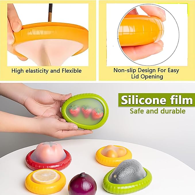 XJYWSH Avocado Saver and Onion Storage, Tomato Holder, Silicone Fruit and Vegetable Storages For Fridge, Reusable Holder For Food Storage, Suitable for Garlic, Cheese, Lemons, and Potatoes