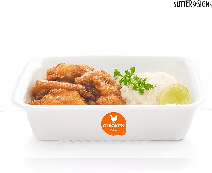 Chicken Food Labels 500 pcs | 1" Dot Bold Sticker Labels for Party Buffet, Delis, Sandwich Shops, Food Containers